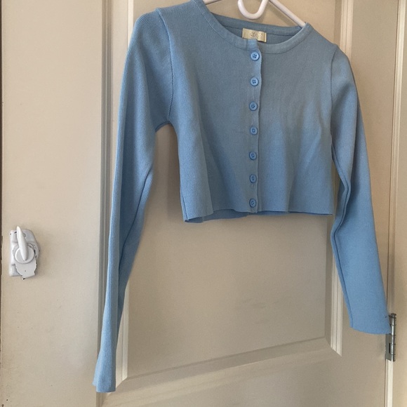 Blue Cropped Cardigan - Picture 6 of 6